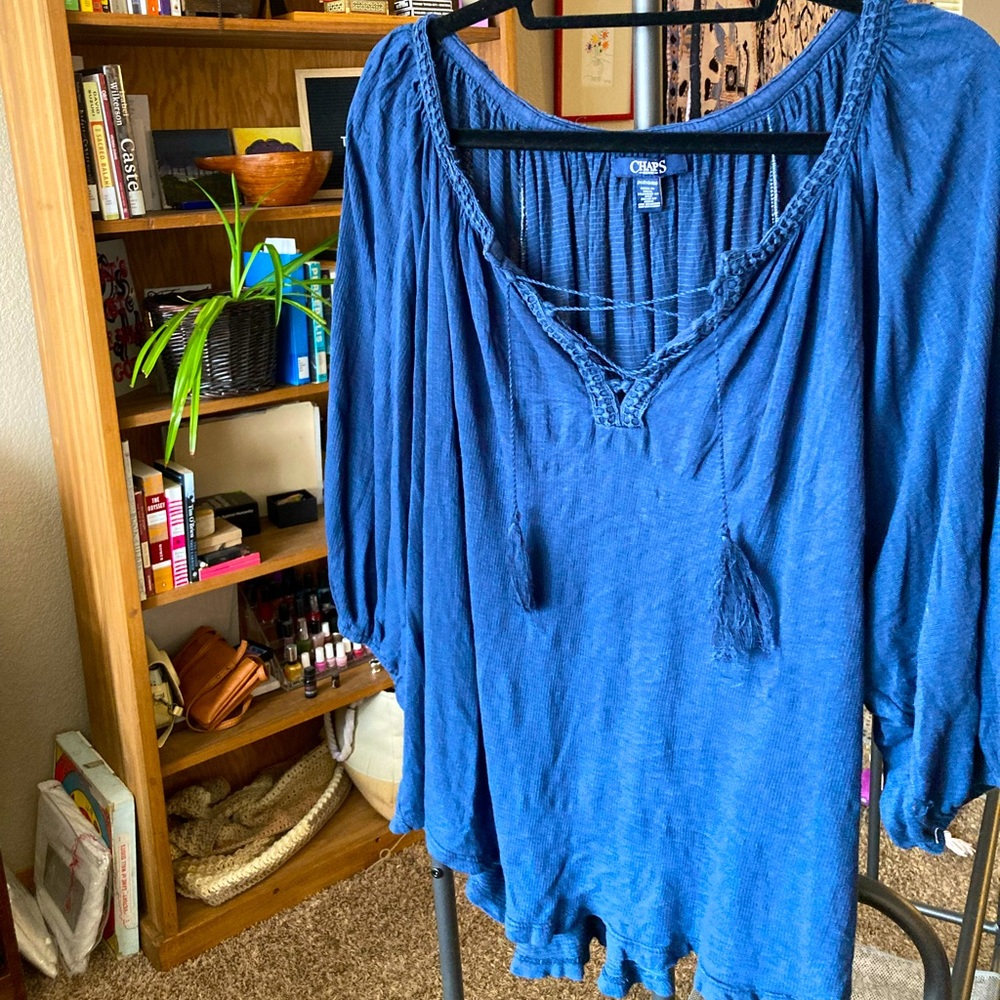 Navy peasant blouse
